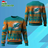 Nfl 2025 Christmas Dolphins Festive Reindeer Tree Ugly Sweater
