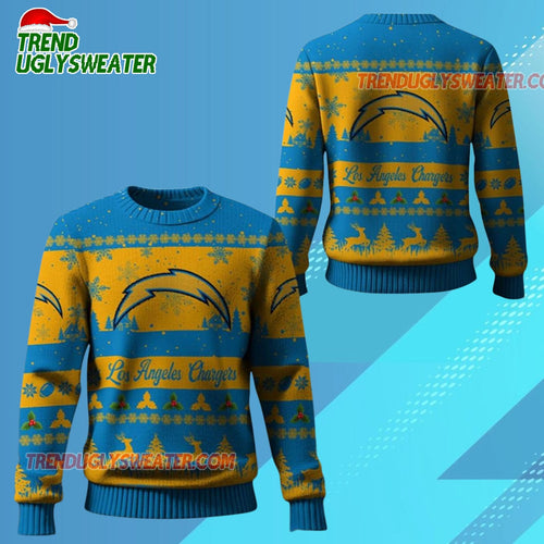 Nfl 2025 Christmas La Chargers Festive Reindeer Tree Ugly Sweater