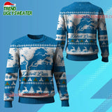 Nfl 2025 Christmas Lions Festive Reindeer Tree Ugly Sweater