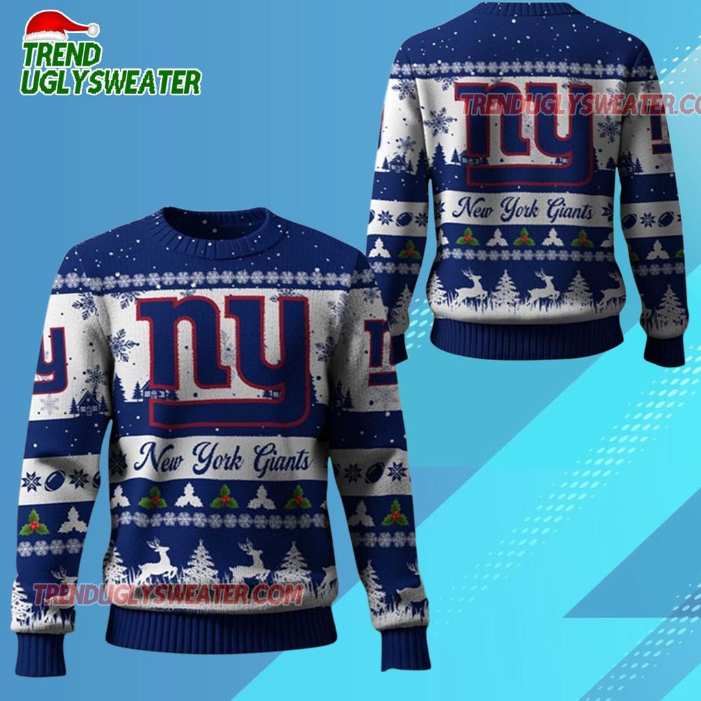 Nfl 2025 Christmas Ny Giants Festive Reindeer Tree Ugly Sweater