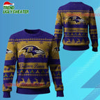 Nfl 2025 Christmas Ravens Festive Reindeer Tree Ugly Sweater