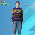 Nfl 2025 Christmas Ravens Festive Reindeer Tree Ugly Sweater
