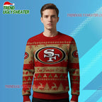 Nfl 2025 Christmas Sf 49ers Festive Reindeer Tree Ugly Sweater