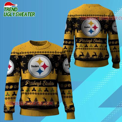 Nfl 2025 Christmas Steelers Festive Reindeer Tree Ugly Sweater