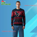 Nfl 2025 Christmas Texans Festive Reindeer Tree Ugly Sweater