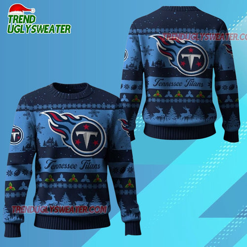 Nfl 2025 Christmas Titans Festive Reindeer Tree Ugly Sweater