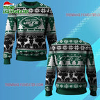 Nfl 2025 Jets Reindeer Football Christmas Ugly Sweater