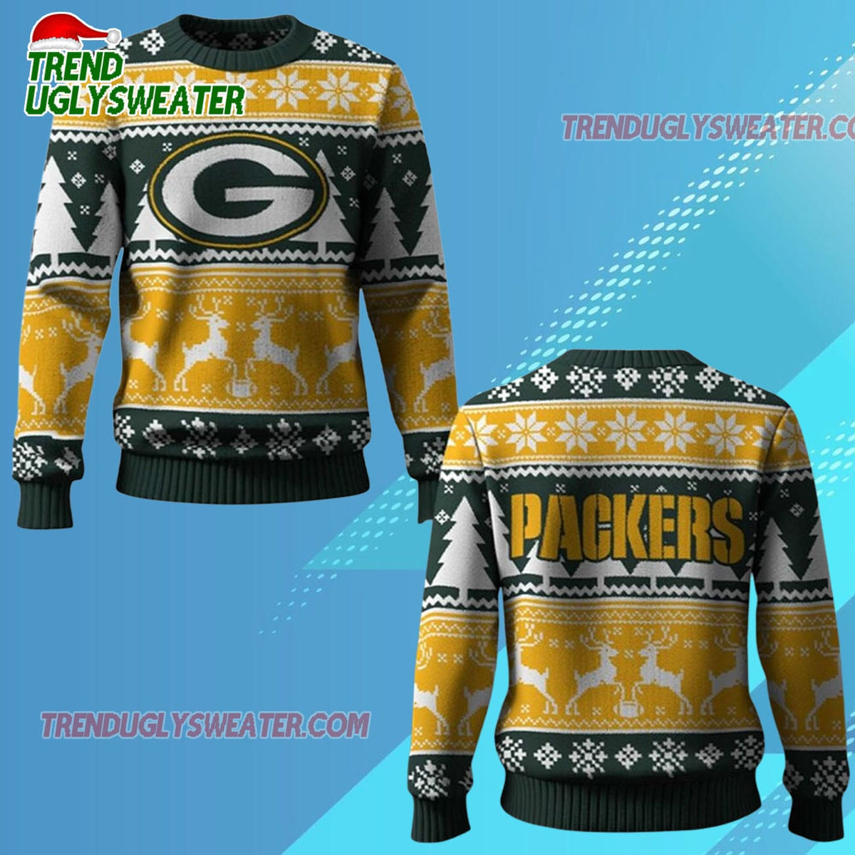 Nfl 2025 Packers Reindeer Football Christmas Ugly Sweater