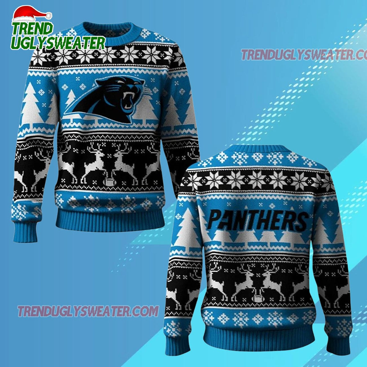 Nfl 2025 Panthers Reindeer Football Christmas Ugly Sweater
