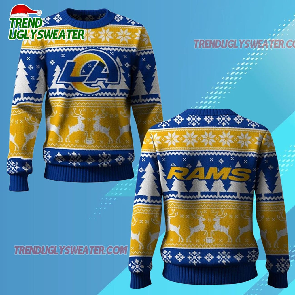 Nfl 2025 Rams Reindeer Football Christmas Ugly Sweater
