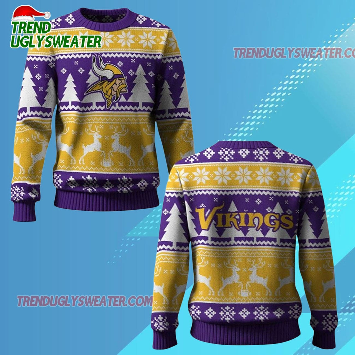 Nfl 2025 Vikings Reindeer Football Christmas Ugly Sweater