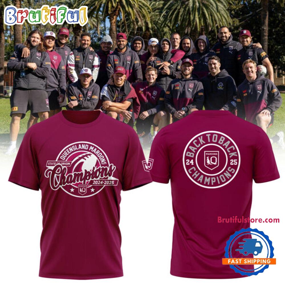 2025 State Of Origin Champions Queensland Maroons Rugby Red Hoodie T-Shirt