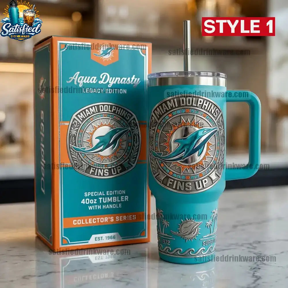 2026 Miami Dolphins 40oz Wtih Handle Yeti Tumbler
