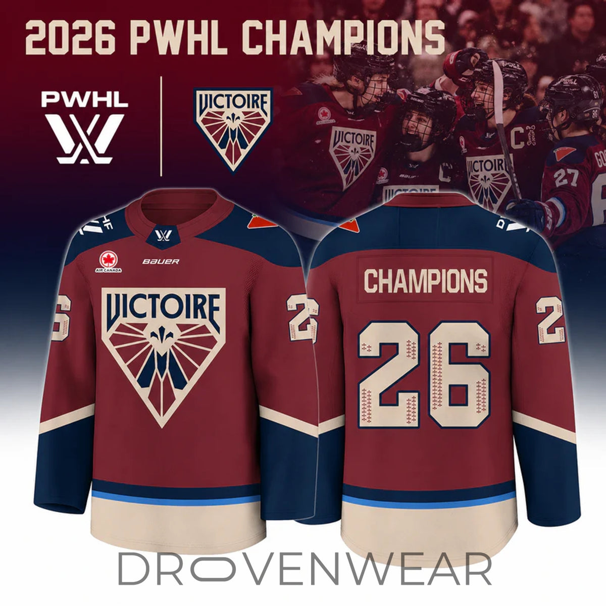 2026 PWHL Champion Victoire de Montréal Commemorative Hockey Jersey Limited Drop
