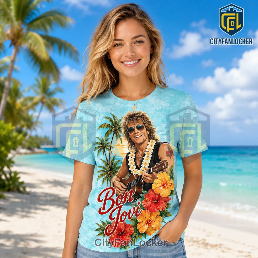 2026 Bon Jovi Tropical Hawaiian Floral T-Shirt