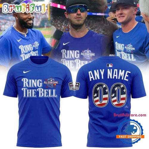 2026 MLB All-Star Game Ring The Bell Philadelphia Custom Name & Number Blue T Shirt