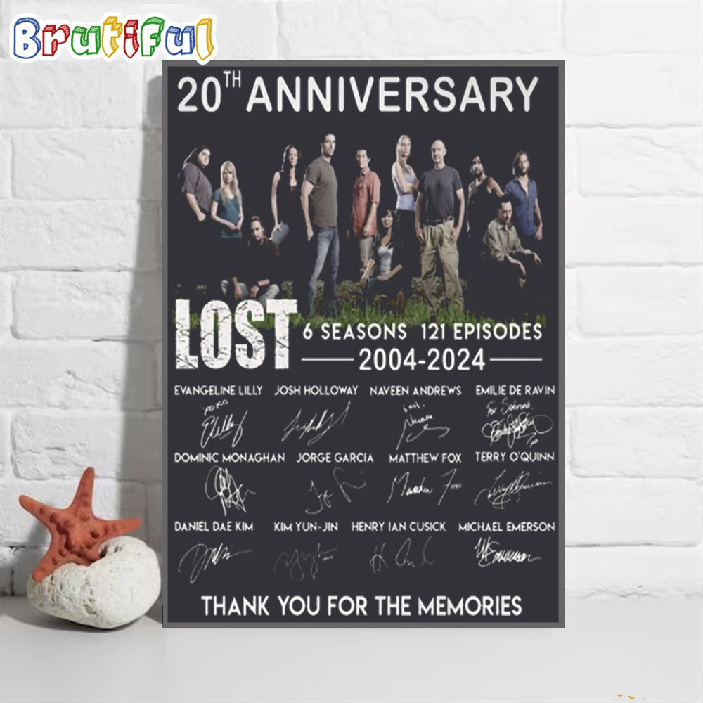 20th Anniversary Lost 6 Seasons 121 Episodes 2004-2024 Signature Poster Canvas Art