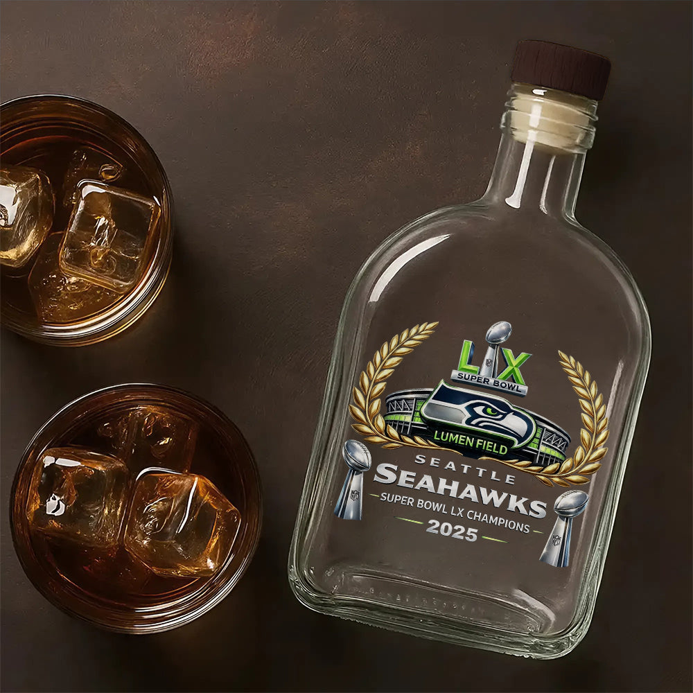 Seattle Seahawks 2025 Super Bowl LX Champions 25oz Empty Whiskey Bottle – TMTHU3931