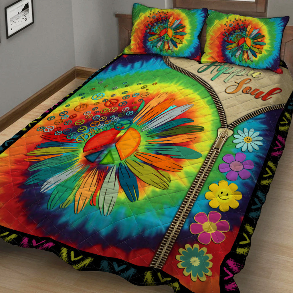 Hippie Quilt Bedding Set - Expressive Spirit Quilt Set