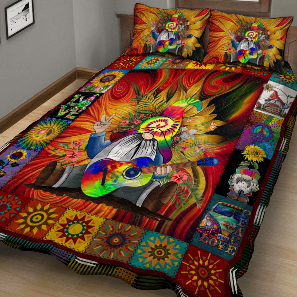 Hippie Quilt Bedding Set - Lively Color Quilted Bed Cover
