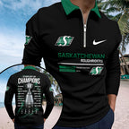 Saskatchewan Roughriders 2025 Grey Cup Champions Zip Polo Shirt – TMTHU2417