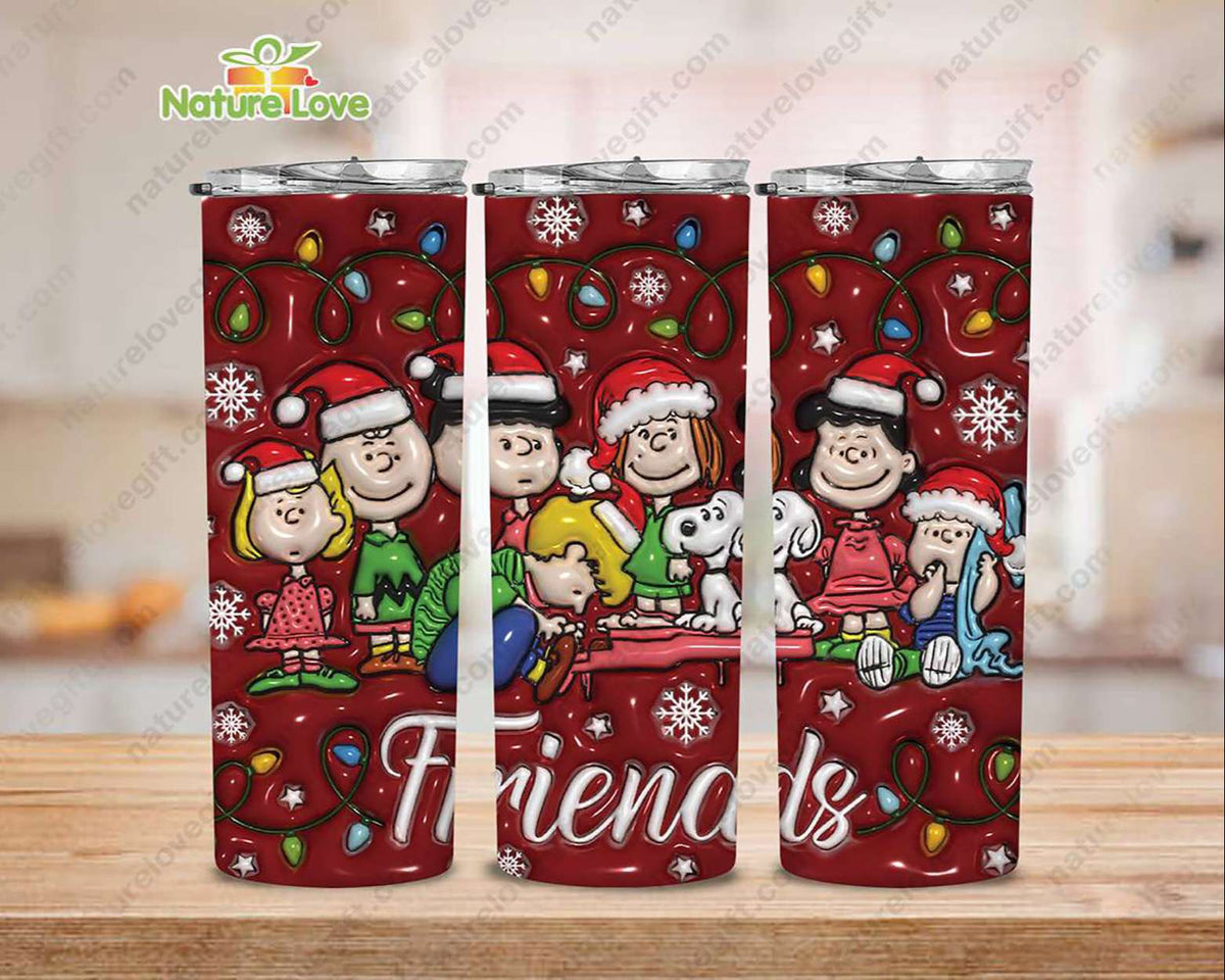 3D Peanuts Christmas Friends Tumbler Snoopy Charlie Brown Tumblers