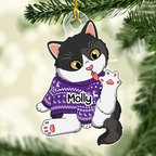 Deck The Halls With Paws And Whiskers - Personalized Custom Shaped Acrylic Ornament - Christmas Gift for Cat Lovers, Pet Lovers, Cat Mom, Cat Dad