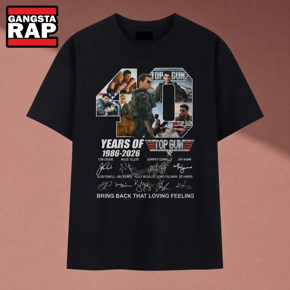 40 Years Of Top Gun 1986 2026 Cast Signatures Vintage T Shirt, Music 2D Shirt