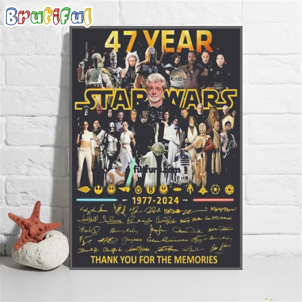 47 Year Star Wars Thank You For The Memories Signautres Poster Canvas Art