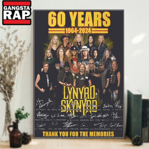 60 Years 1964-2024 Lynrd Skynyrd Thank You For The Memories Signature Poster Canvas Art