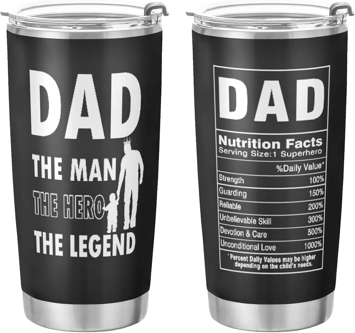 Father’s Day and Birthday Tumbler Cup - Travel Coffee Mug From Daughter or Son