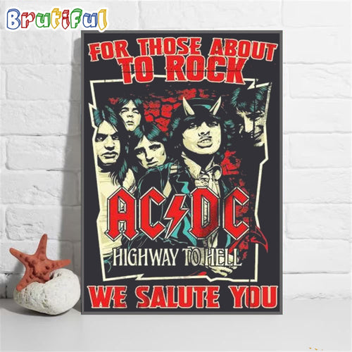 ACDC Band Highway To Hell For Those About To Rock We Salute You Wall Art Poster Canvas