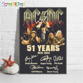 ACDC Pwr Tour 51 Years 1973-2024 Signatures Wall Art Poster Canvas