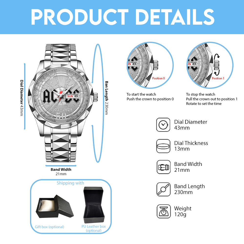 AC/DC Alloy Luxury Quartz Watch – TANTN 13794