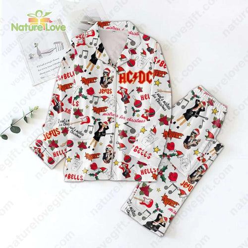 Ac Dc Mistress For Christmas Hells Bells Xmas Pajamas Set