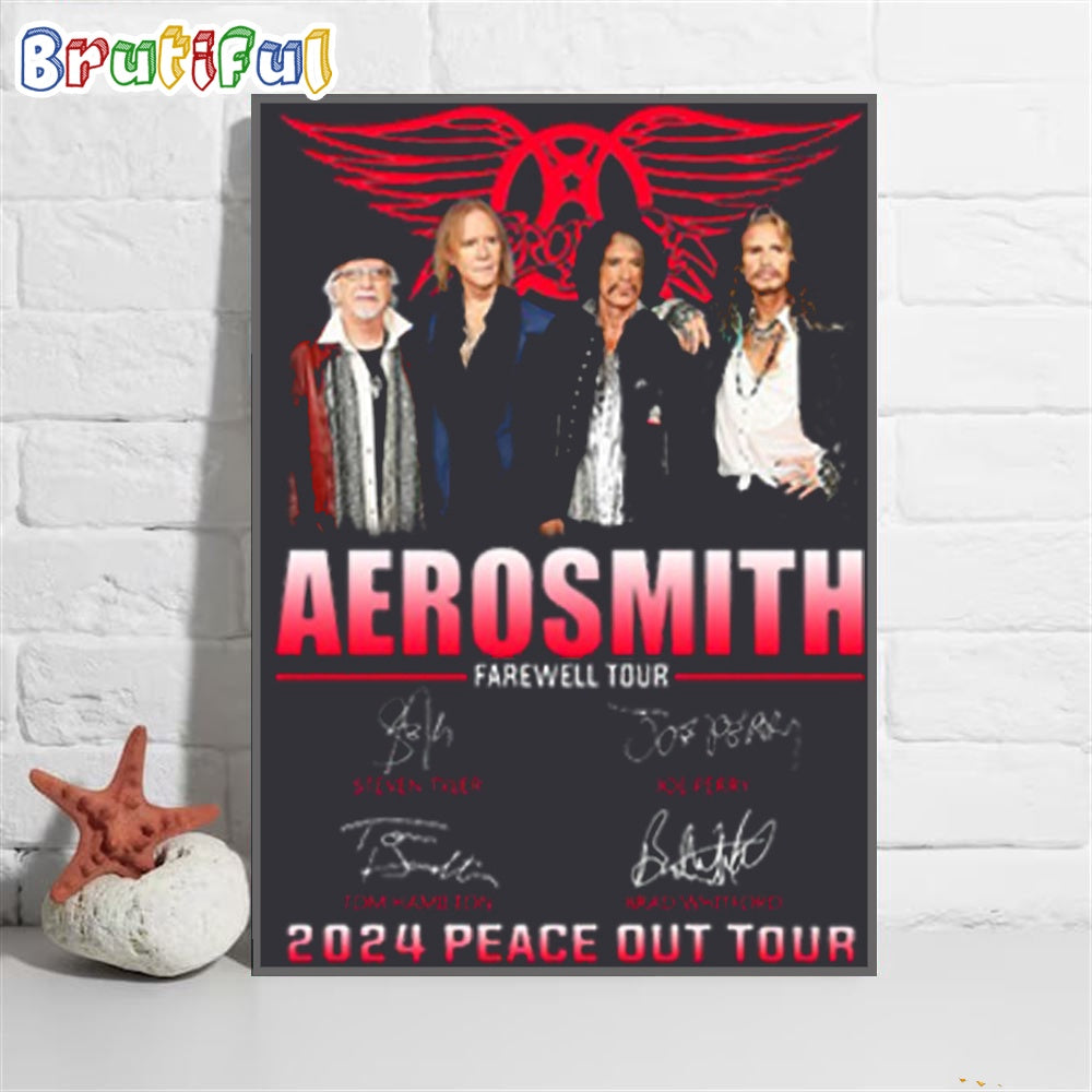 Aerosmith Peace Out Tour 2024 Wall Art Poster Canvas, Aerosmith Band Shirt Poster Canvas