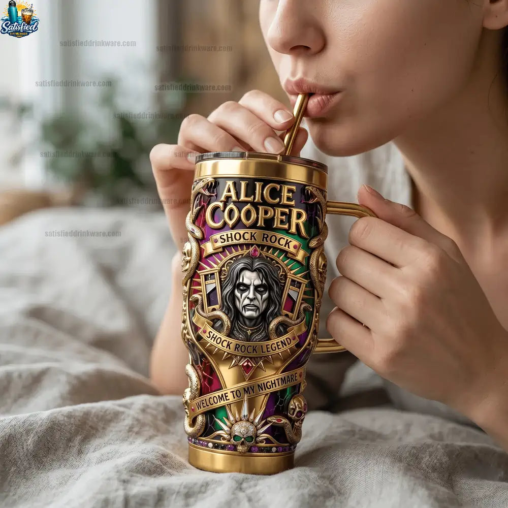 Alice Cooper Shock Rock Legend 40oz Tumbler With Handle