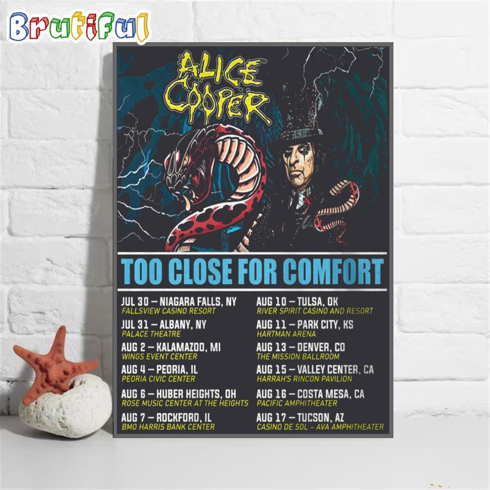 Alice Cooper Too Close For Comfort Schedule Tour 2024 Wall Art Poster Canvas