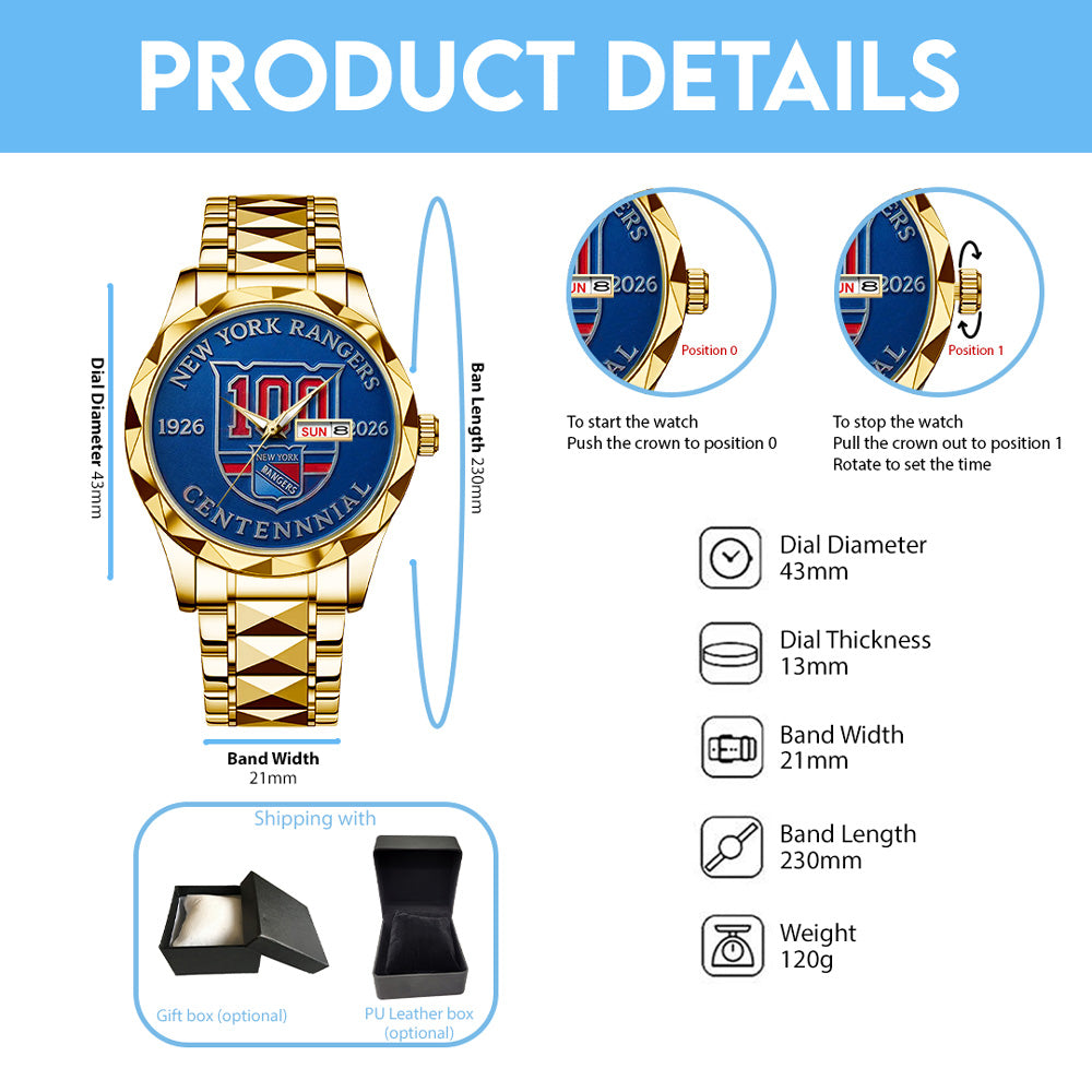 New York Rangers Alloy Luxury Quartz Watch – GNE4320
