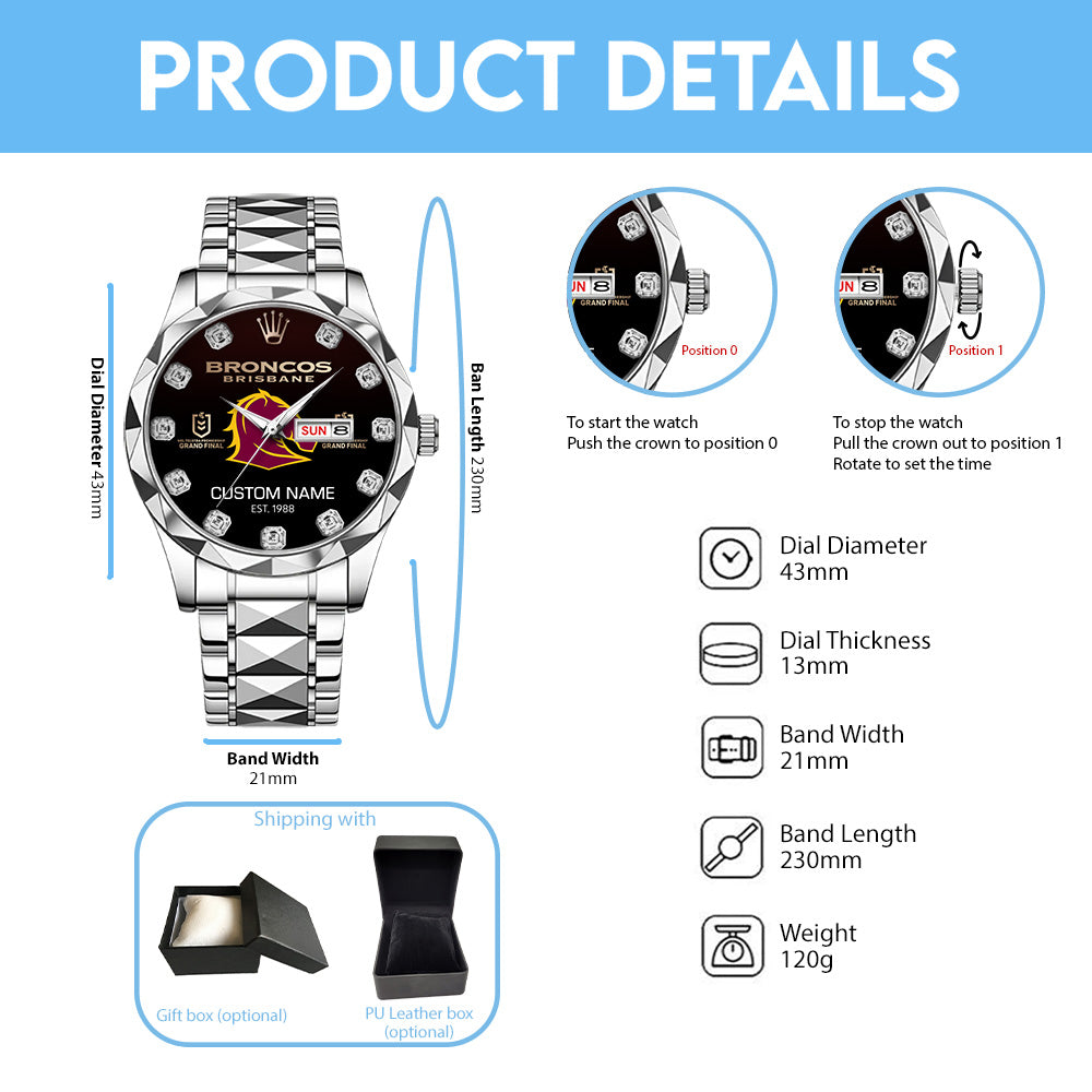 Personalized Brisbane Broncos x Rolex Alloy Luxury Quartz Watch – TMTHU1264