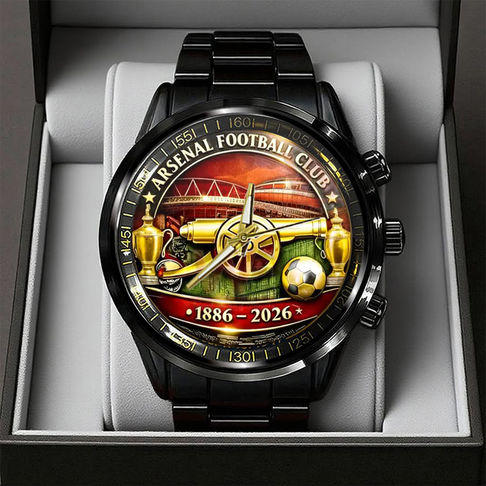 Arsenal FC 140th Anniversary 2026 Black Stainless Steel Watch – TANTN20285