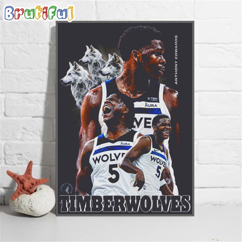 Anthony Edwards Minnesota Timberwolves Basketball 2024 Wall Art Poster Canvas