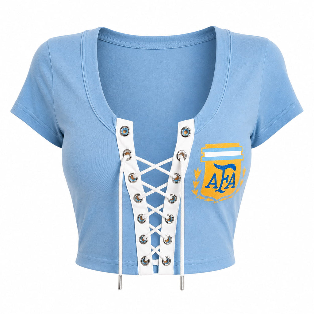 Argentina World Cup 2026 Lace-Up Soccer Crop Top