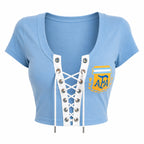 Argentina World Cup 2026 Lace-Up Soccer Crop Top