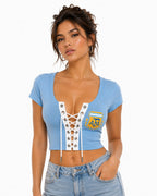 Argentina World Cup 2026 Lace-Up Soccer Crop Top