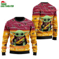 Arizona Cardinals Baby Yoda Hug The Ball Christmas Ugly Sweater