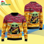 Arizona Cardinals Baby Yoda Hug The Ball Christmas Ugly Sweater