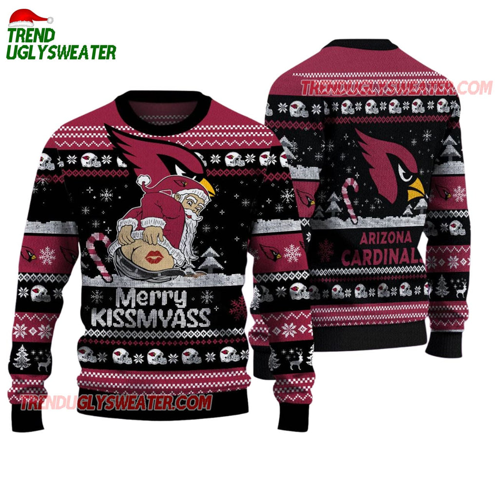 Arizona Cardinals Merrykissmyass Funny Santa Claus Christmas Ugly Sweater