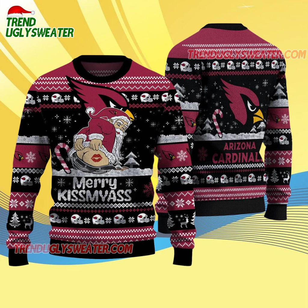 Arizona Cardinals Merrykissmyass Funny Santa Claus Christmas Ugly Sweater