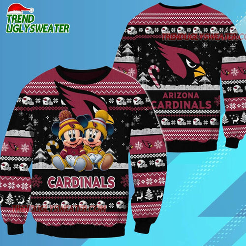 Arizona Cardinals NFL Mickey Minnie Ugly Christmas Sweater